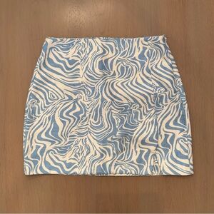River Island Blue and White Patterned Mini Skirt